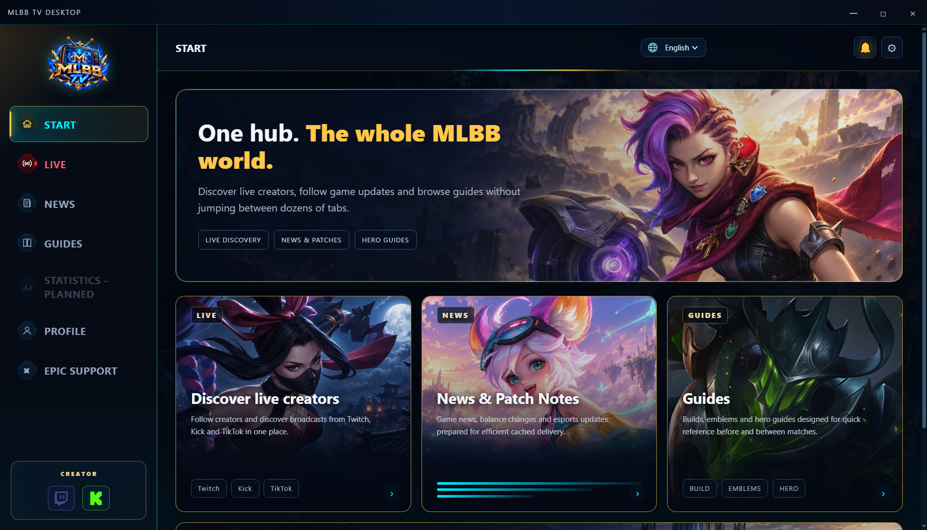 Current MLBB TV desktop interface with account details hidden